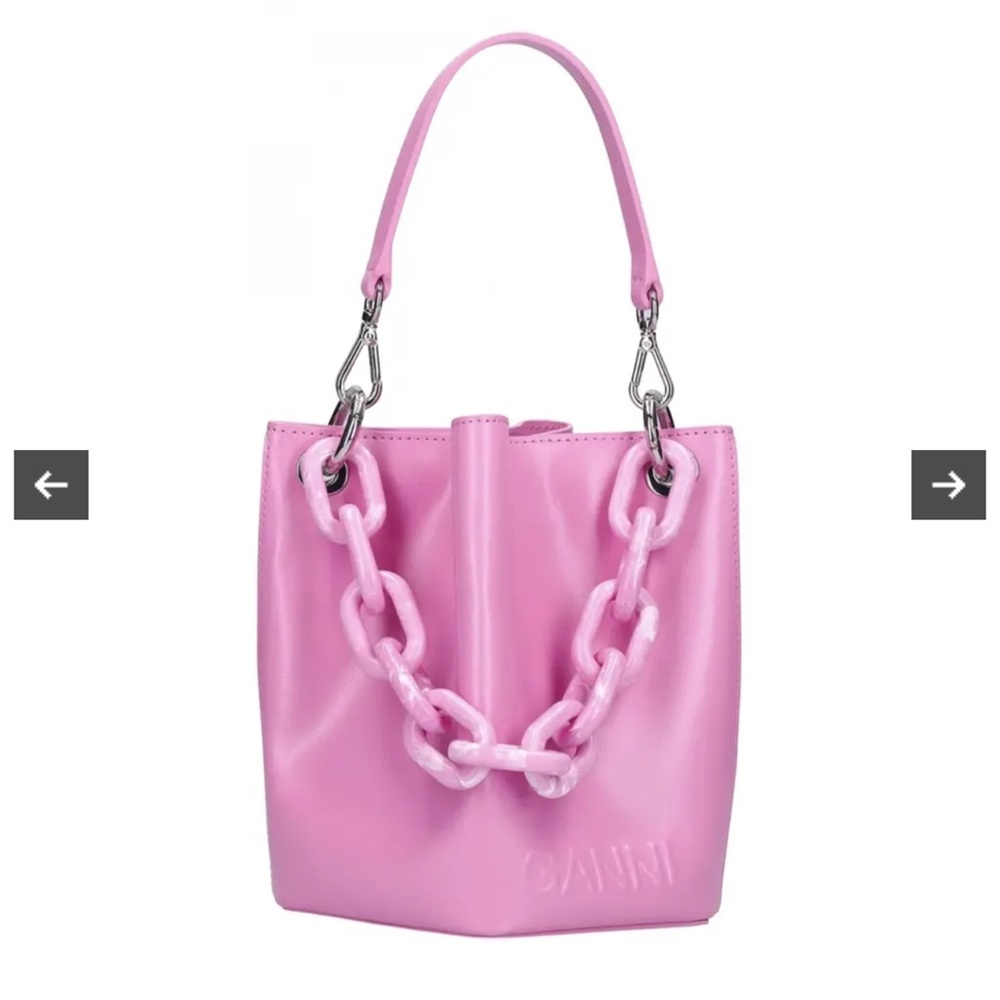NWT GANNI PINK LEATHER BUCKET BAG